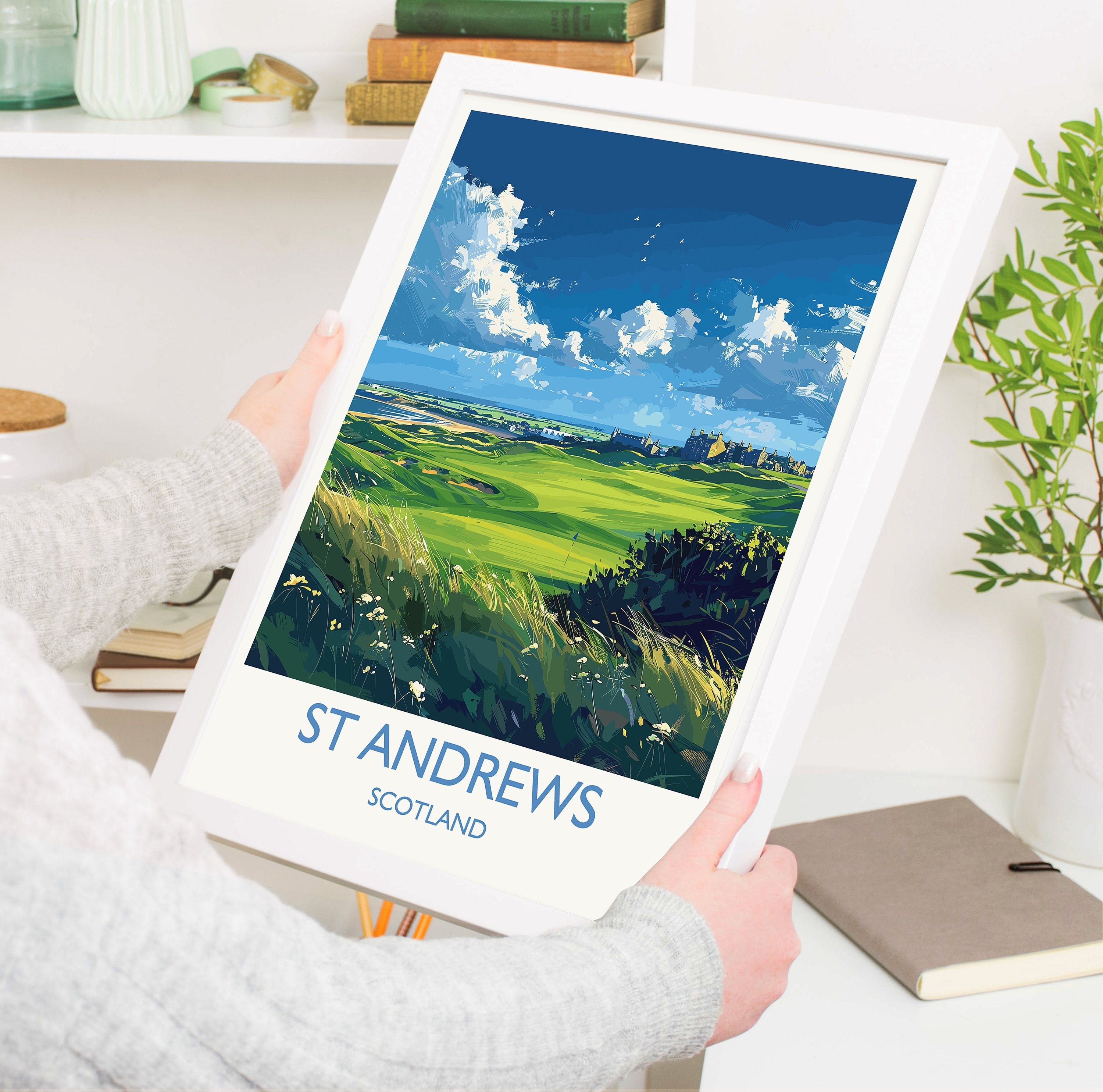 St Andrews Travel Poster Wall Art, Travel Print of St Andrews, Scotland, St Andrews Golf Art Lovers Gift, St Andrews Gift NQ Media Designs
