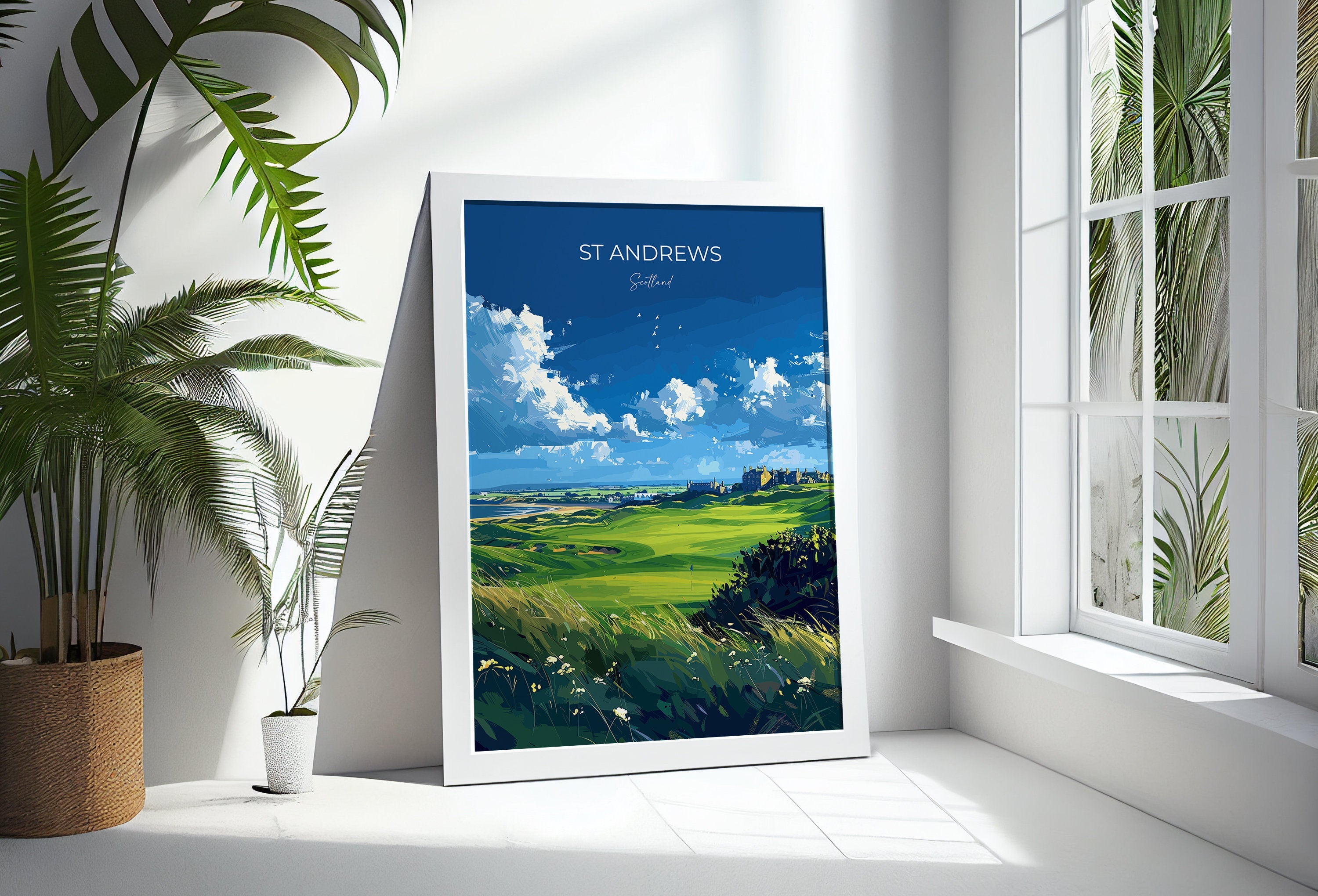 St Andrews Travel Poster Wall Art, Travel Print of St Andrews, Scotland, St Andrews Golf Art Lovers Gift, St Andrews Gift NQ Media Designs