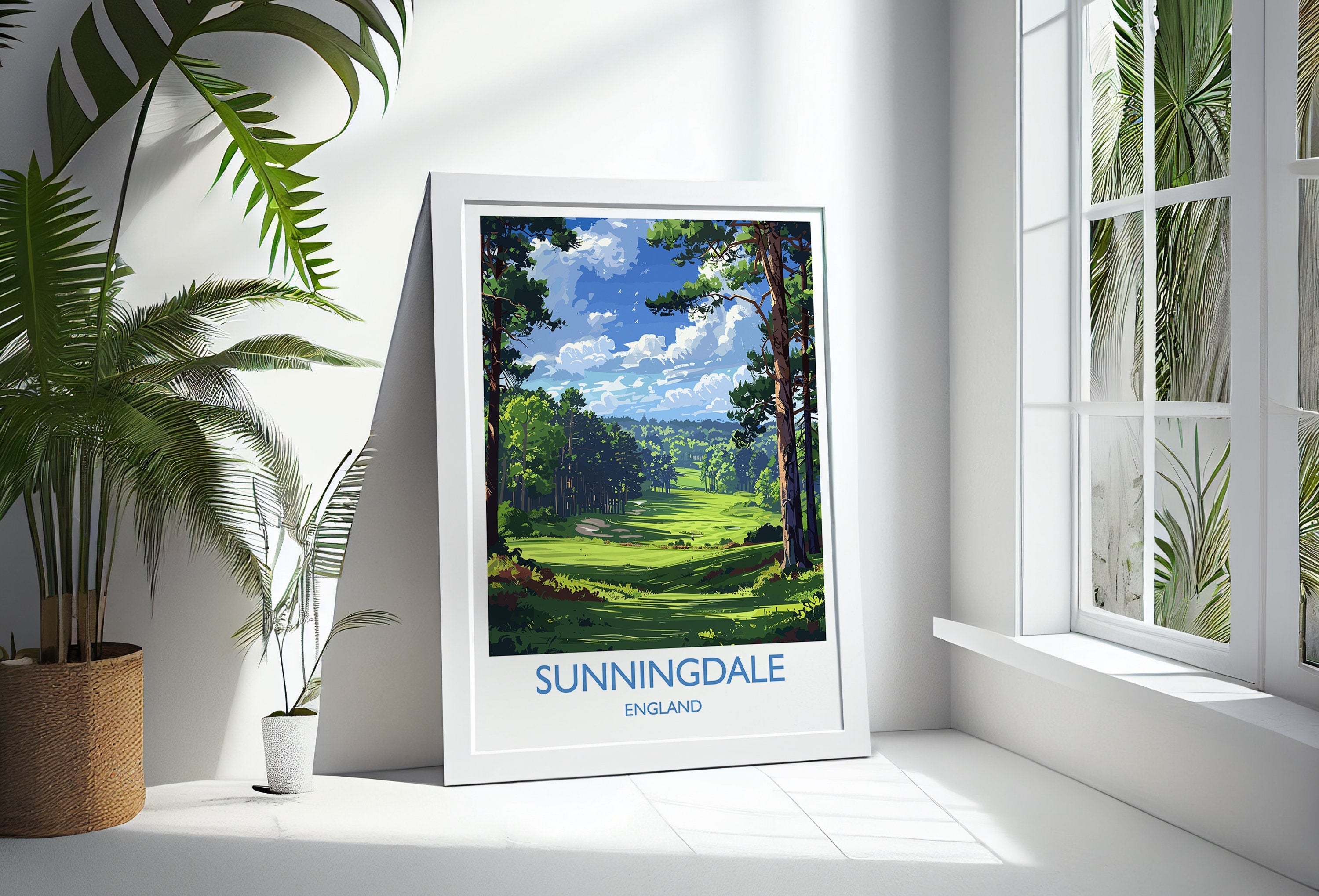 Sunningdale Travel Print, Travel Poster of Sunningdale Golf Course, Sunningdale Art Lovers Gift, Berkshire, Birthday Gift NQ Media Designs