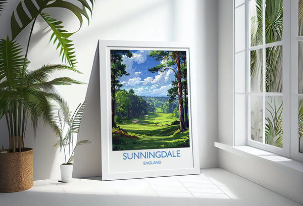 Sunningdale Travel Print, Travel Poster of Sunningdale Golf Course, Sunningdale Art Lovers Gift, Berkshire, Birthday Gift