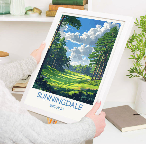 Sunningdale Travel Print, Travel Poster of Sunningdale Golf Course, Sunningdale Art Lovers Gift, Berkshire, Birthday Gift
