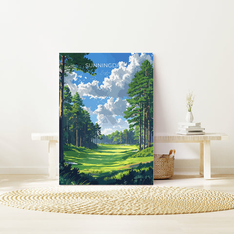Sunningdale Travel Poster, Travel Print of Sunningdale Golf Course, Sunningdale Art Lovers Gift, Berkshire, Birthday Gift
