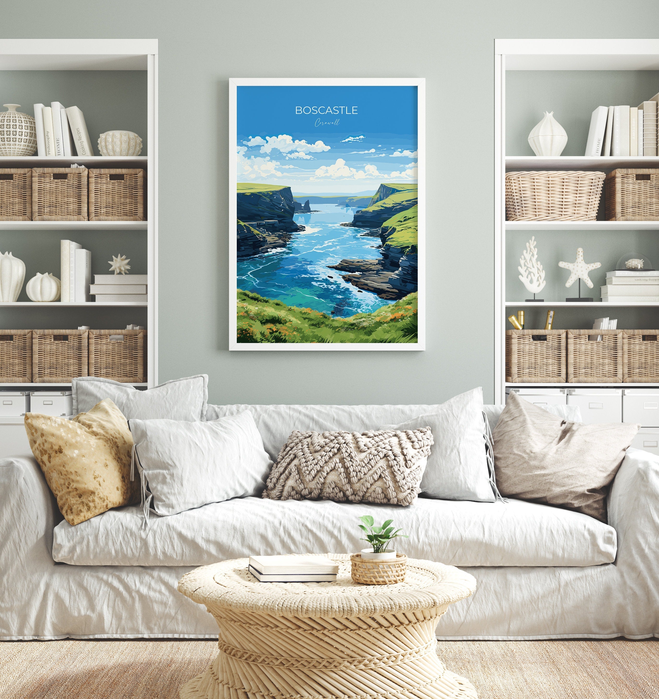 Boscastle Travel Poster, Travel Print of Boscastle, England, Cornwall Art, Boscastle Art Lovers Gift, Wall Art Print NQ Media Designs