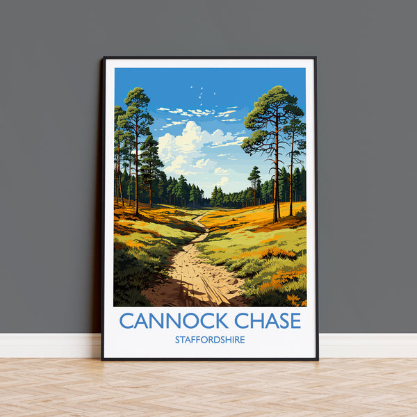 Cannock Chase Travel Print, Travel Poster of Cannock Chase, England, Staffordshire Art, Cannock Chase Art Lovers Gift, Wall Art Print