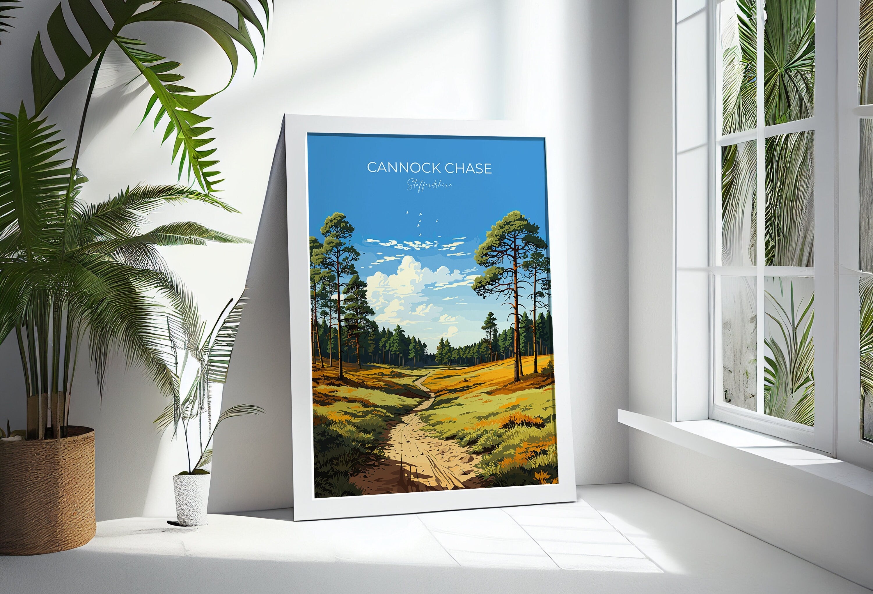 Cannock Chase Travel Print, Travel Poster of Cannock Chase, England, Staffordshire Art, Cannock Chase Art Lovers Gift, Wall Art Print NQ Media Designs