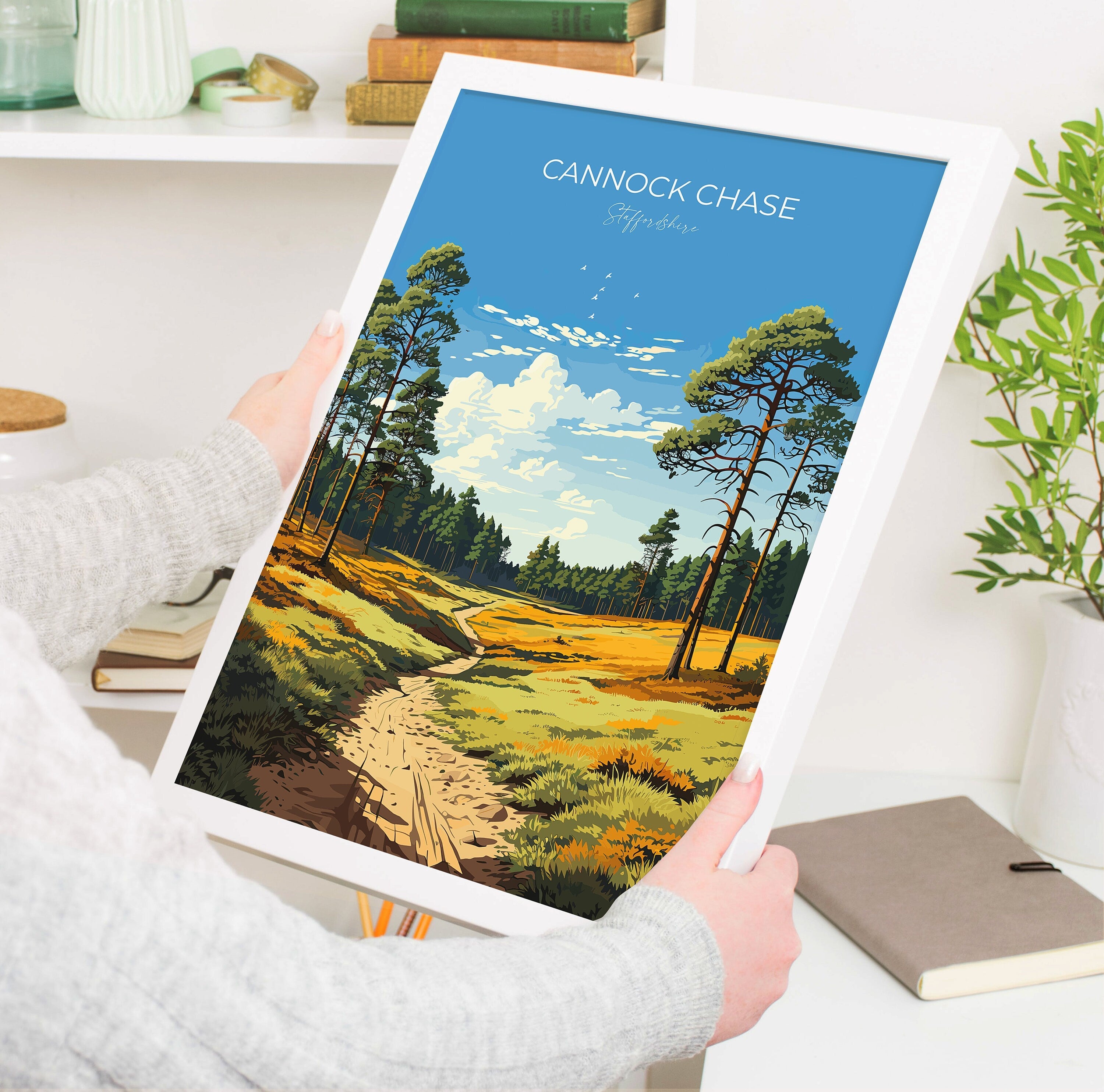 Cannock Chase Travel Print, Travel Poster of Cannock Chase, England, Staffordshire Art, Cannock Chase Art Lovers Gift, Wall Art Print NQ Media Designs