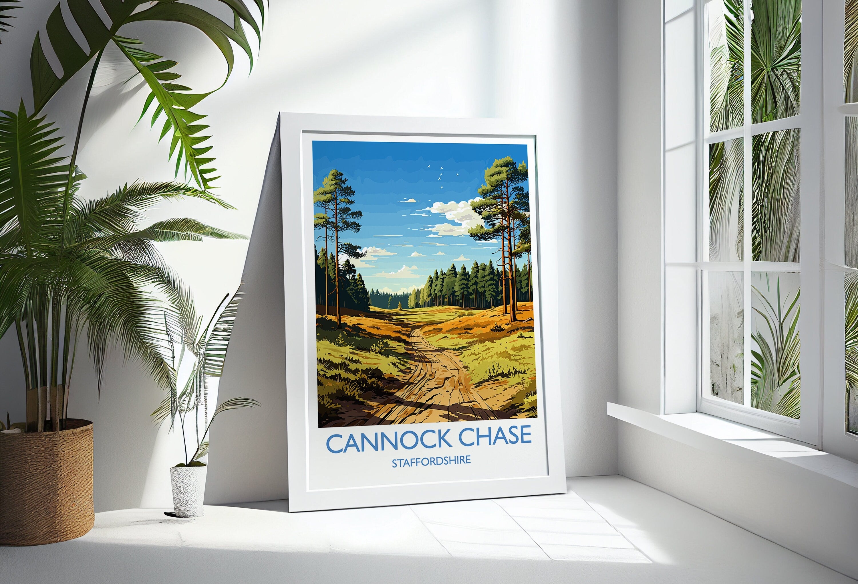 Cannock Chase Travel Poster, Travel Print of Cannock Chase, England, Staffordshire Art, Cannock Chase Art Lovers Gift, Wall Art Print NQ Media Designs