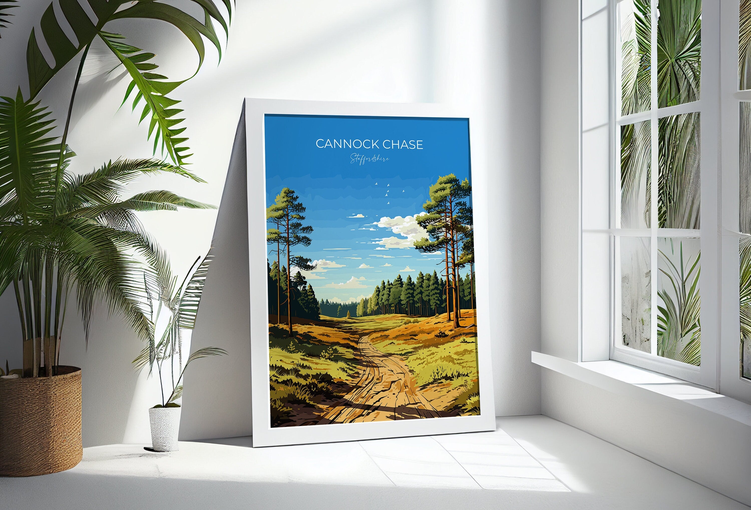 Cannock Chase Travel Poster, Travel Print of Cannock Chase, England, Staffordshire Art, Cannock Chase Art Lovers Gift, Wall Art Print NQ Media Designs