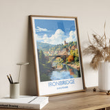 Ironbridge Travel Print, Travel Poster of Ironbridge, England, Shropshire Art, Ironbridge Art Lovers Gift, Wall Art Print NQ Media Designs