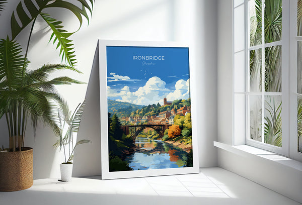 Ironbridge Travel Poster, Travel Print of Ironbridge, England, Shropshire Art, Ironbridge Art Lovers Gift, Wall Art Print