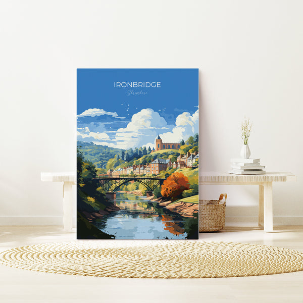 Ironbridge Travel Poster, Travel Print of Ironbridge, England, Shropshire Art, Ironbridge Art Lovers Gift, Wall Art Print
