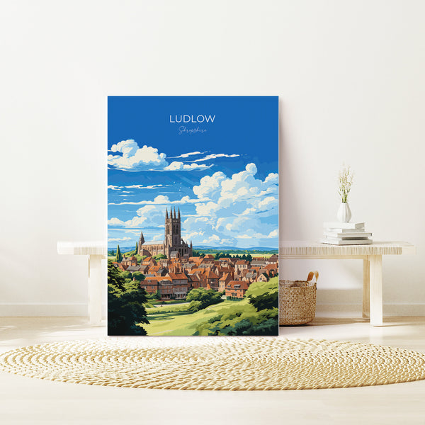 Ludlow Travel Poster, Travel Print of Ludlow, England, Shropshire Art, Ludlow Art Lovers Gift, Wall Art Print