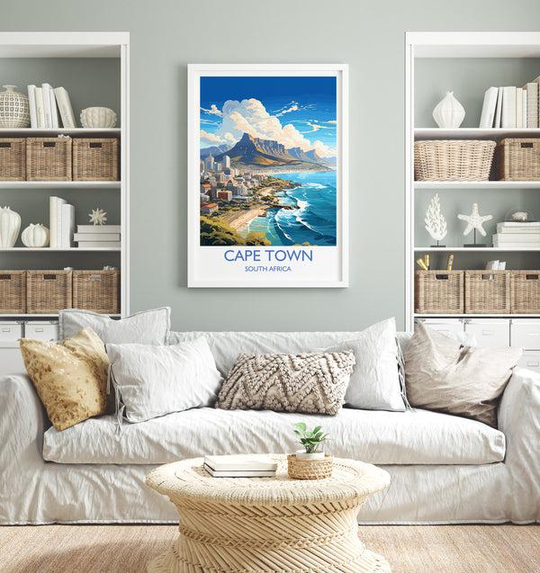 Cape Town Travel Print, Travel Poster of Cape Town,Cape Town Art Lovers Gift, South Africa Gift, Wall Art Print