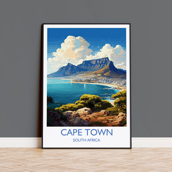 Cape Town Travel Print, Travel Poster of Cape Town,Cape Town Art Lovers Gift, South Africa Gift, Wall Art Print