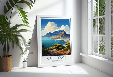 Cape Town Travel Print, Travel Poster of Cape Town,  Cape Town Art Lovers Gift, South Africa Gift, Wall Art Print