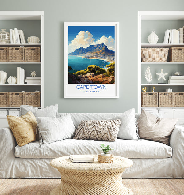 Cape Town Travel Print, Travel Poster of Cape Town,Cape Town Art Lovers Gift, South Africa Gift, Wall Art Print