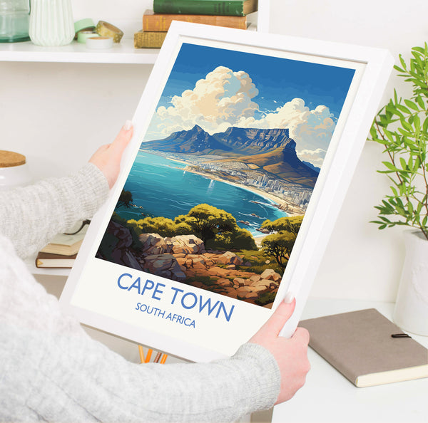 Cape Town Travel Print, Travel Poster of Cape Town,Cape Town Art Lovers Gift, South Africa Gift, Wall Art Print