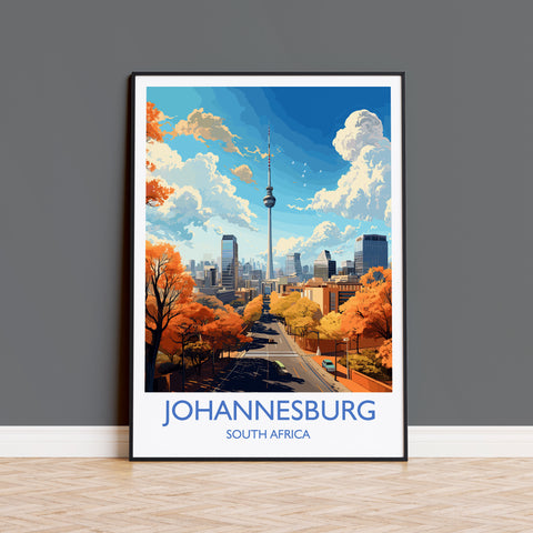 Johannesburg Travel Print, Travel Poster of Johannesburg, Johannesburg Art Lovers Gift, South Africa Gift, Wall Art Print
