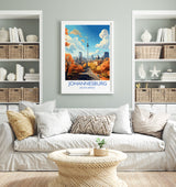 Johannesburg Travel Print, Travel Poster of Johannesburg, Johannesburg Art Lovers Gift, South Africa Gift, Wall Art Print NQ Media Designs
