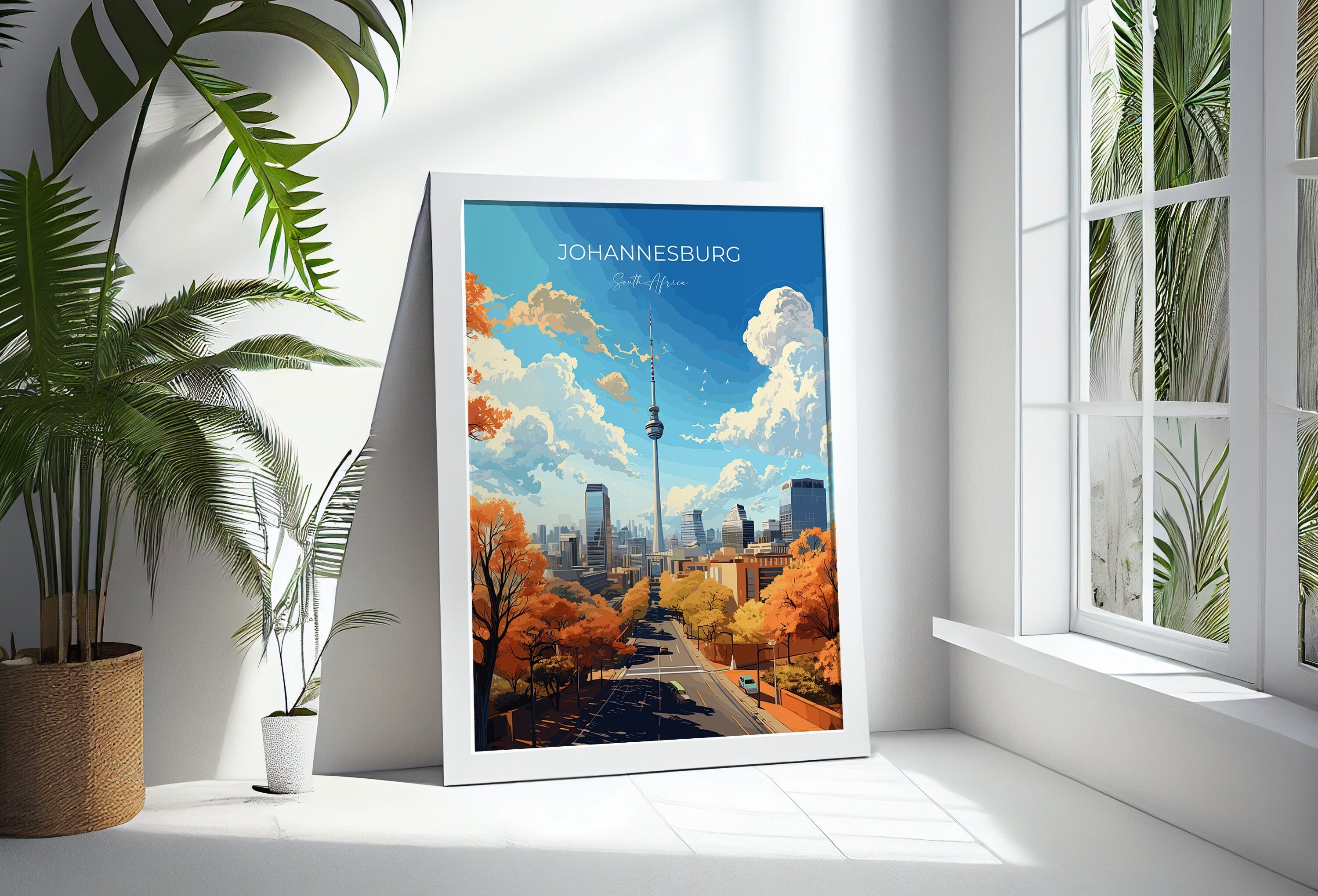 Johannesburg Travel Poster, Travel Print of Johannesburg, Johannesburg Art Lovers Gift, South Africa Gift, Wall Art Print NQ Media Designs