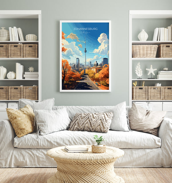 Johannesburg Travel Poster, Travel Print of Johannesburg, Johannesburg Art Lovers Gift, South Africa Gift, Wall Art Print