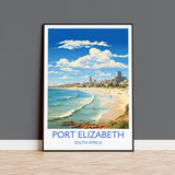 Port Elizabeth Travel Print, Travel Poster of Port Elizabeth, Port Elizabeth Art Lovers Gift, South Africa Gift, Wall Art Print NQ Media Designs