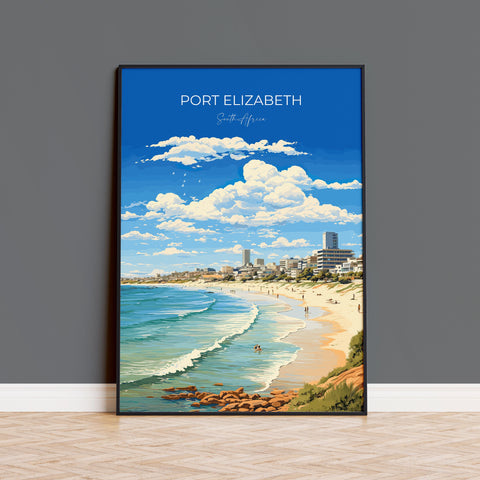 Port Elizabeth Travel Poster, Travel Print of Port Elizabeth, Port Elizabeth Art Lovers Gift, South Africa Gift, Wall Art Print