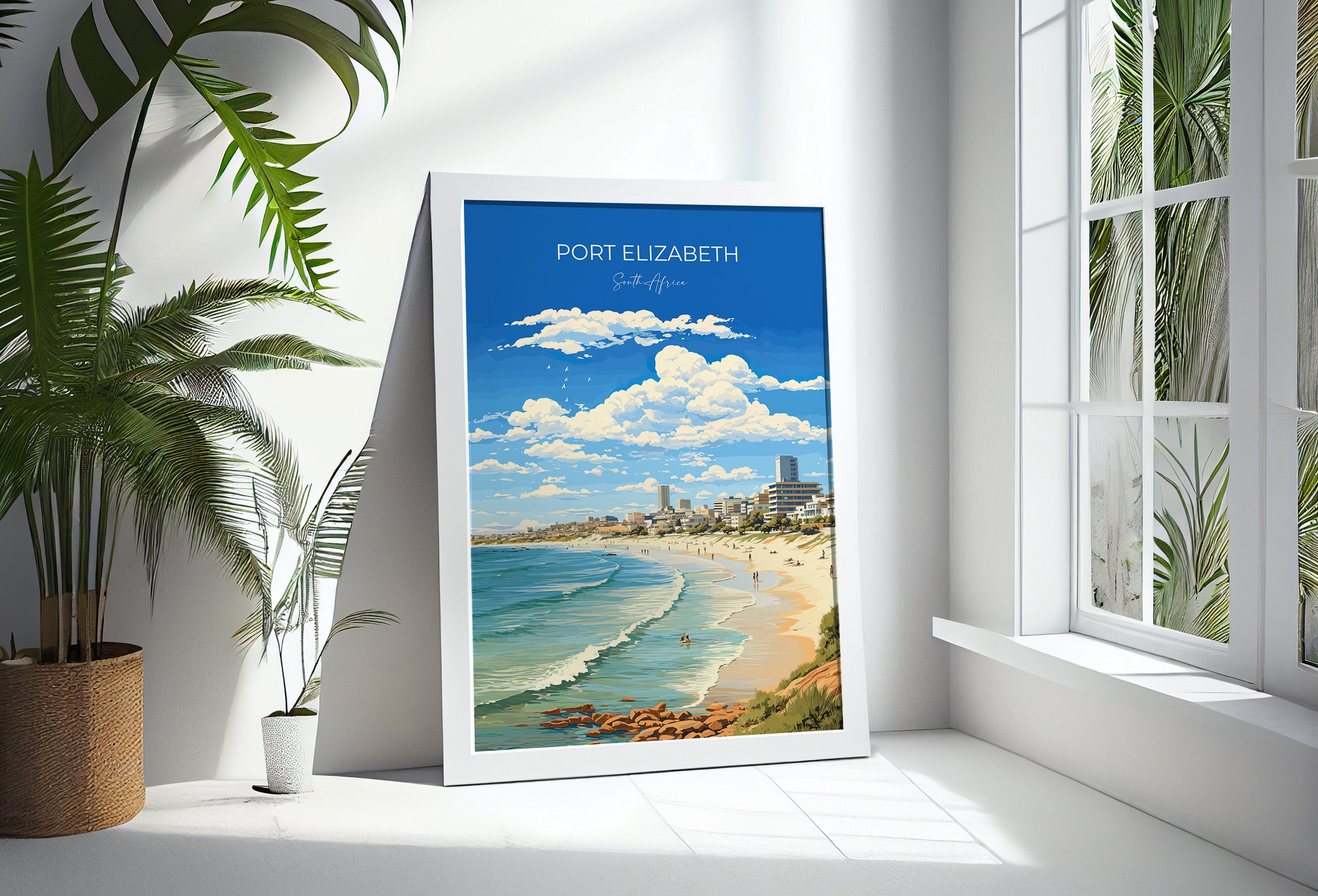 Port Elizabeth Travel Poster, Travel Print of Port Elizabeth, Port Elizabeth Art Lovers Gift, South Africa Gift, Wall Art Print NQ Media Designs