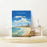 Port Elizabeth Travel Poster, Travel Print of Port Elizabeth, Port Elizabeth Art Lovers Gift, South Africa Gift, Wall Art Print NQ Media Designs
