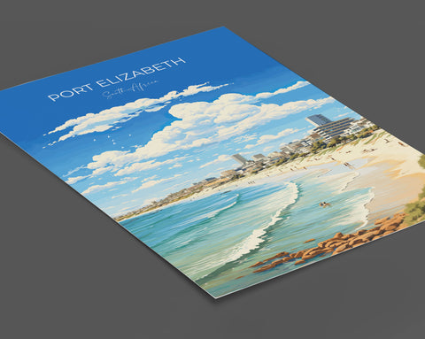 Port Elizabeth Travel Poster, Travel Print of Port Elizabeth, Port Elizabeth Art Lovers Gift, South Africa Gift, Wall Art Print