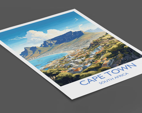 Cape Town Travel Print, Travel Poster of Cape Town,  Cape Town Art Lovers Gift, South Africa Gift, Wall Art Print