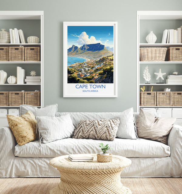 Cape Town Travel Print, Travel Poster of Cape Town,Cape Town Art Lovers Gift, South Africa Gift, Wall Art Print