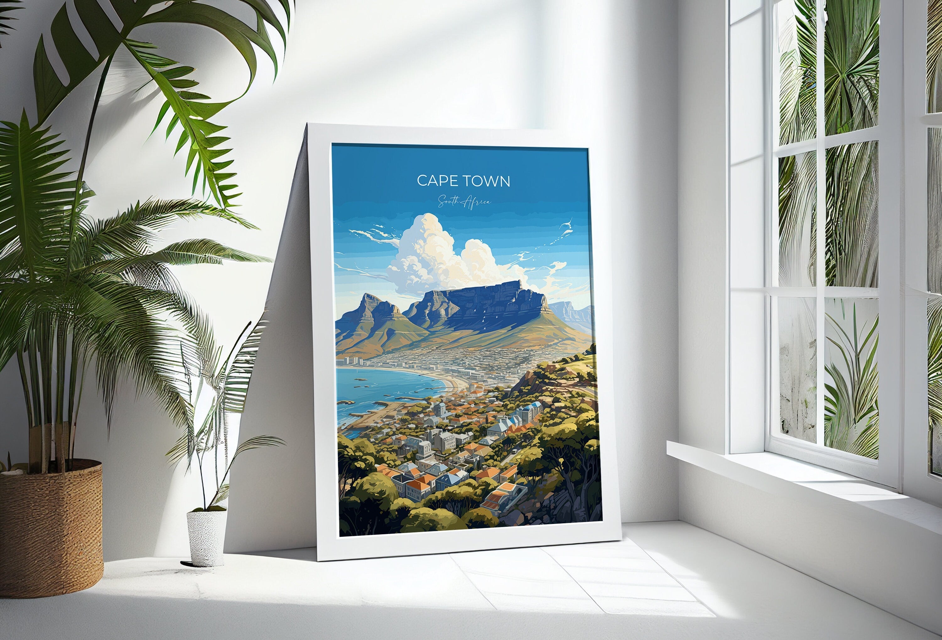 Cape Town Travel Poster, Travel Print of Cape Town,Cape Town Art Lovers Gift, South Africa Gift, Wall Art Print NQ Media Designs