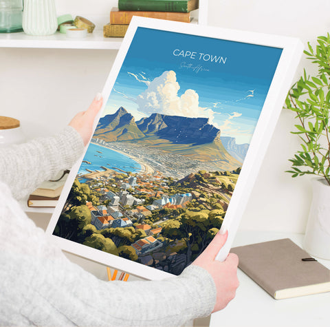 Cape Town Travel Poster, Travel Print of Cape Town,  Cape Town Art Lovers Gift, South Africa Gift, Wall Art Print