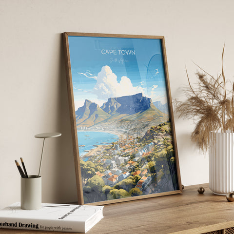 Cape Town Travel Poster, Travel Print of Cape Town,  Cape Town Art Lovers Gift, South Africa Gift, Wall Art Print