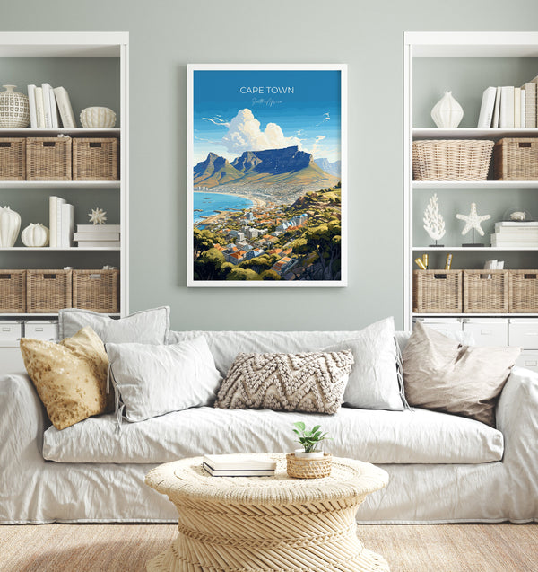 Cape Town Travel Poster, Travel Print of Cape Town,Cape Town Art Lovers Gift, South Africa Gift, Wall Art Print