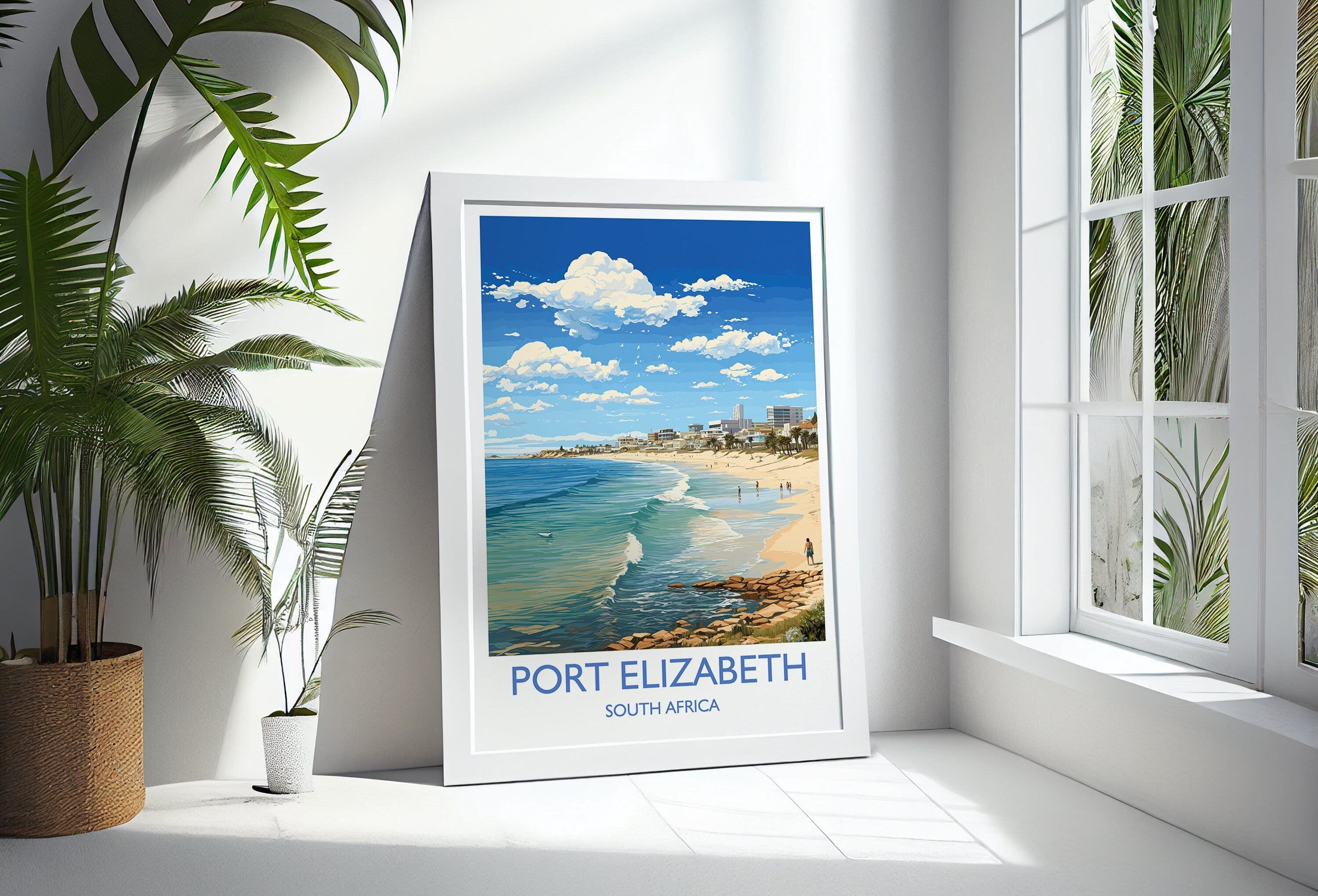 Port Elizabeth Travel Print, Travel Poster of Port Elizabeth, Port Elizabeth Art Lovers Gift, South Africa Gift, Wall Art Print NQ Media Designs