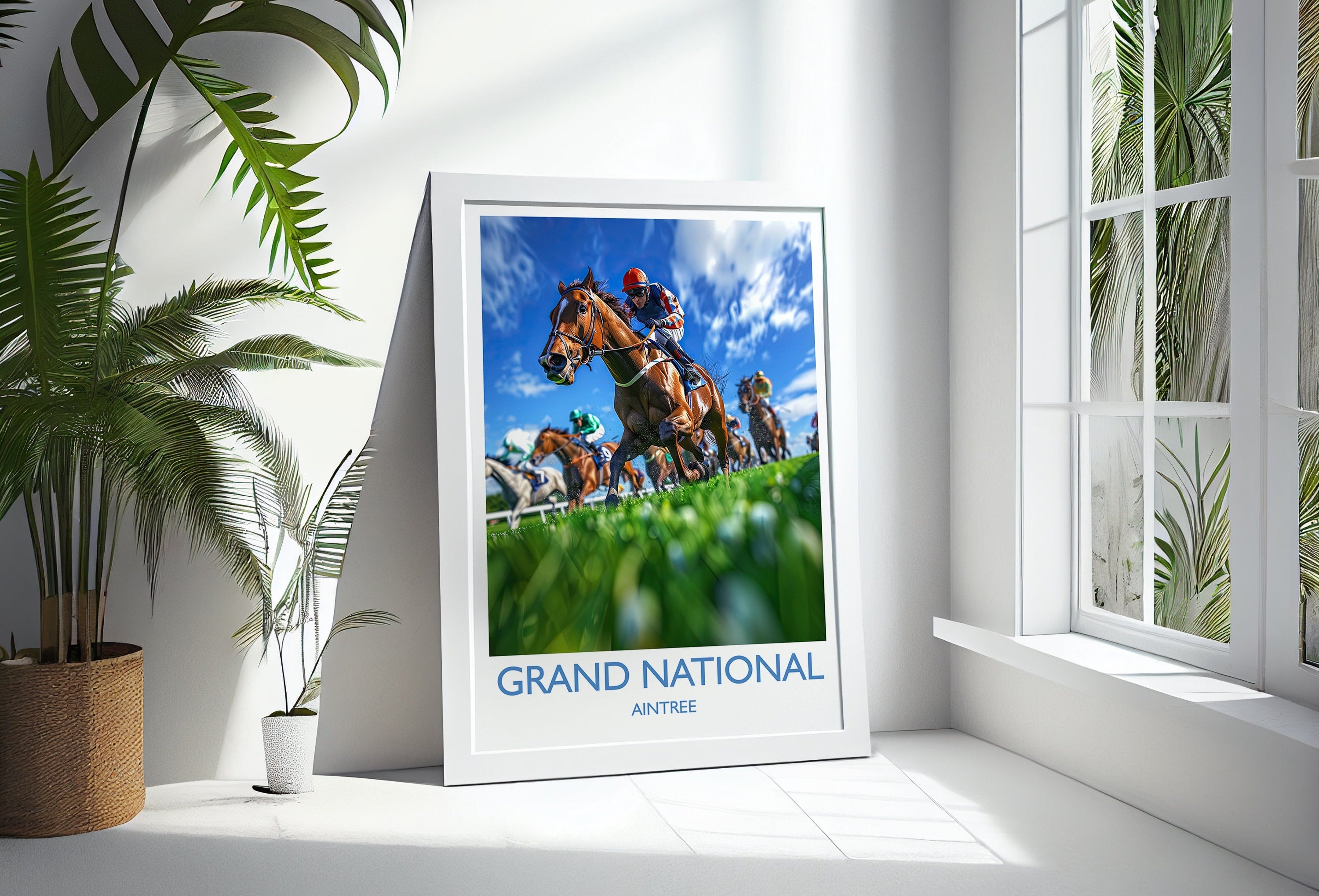 Grand National Travel Poster Wall Art, Travel Print of Aintree, Merseyside, England, Grand National Horse Race Art Gift, England Art Gift NQ Media Designs