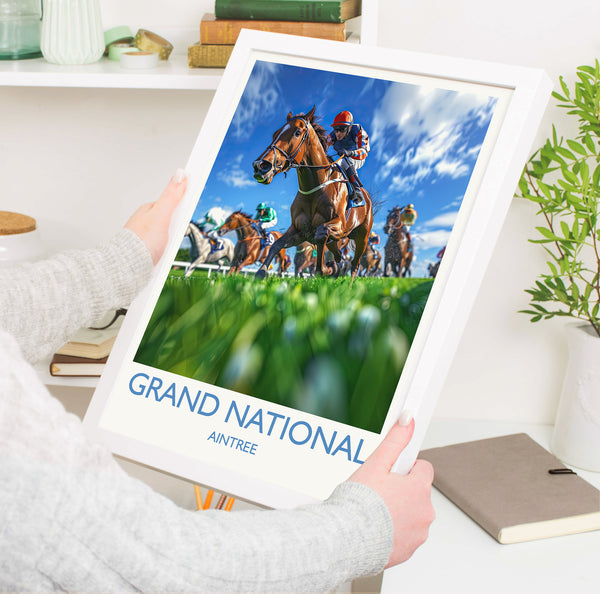 Grand National Travel Poster Wall Art, Travel Print of Aintree, Merseyside, England, Grand National Horse Race Art Gift, England Art Gift