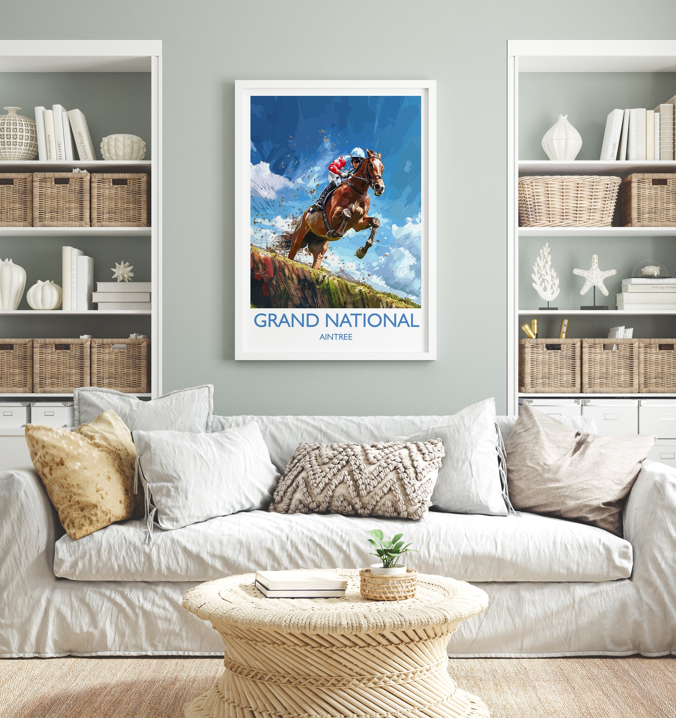 Grand National Travel Print Wall Art, Travel Poster of Aintree, Merseyside, England, Grand National Horse Race Art Gift, England Art Gift NQ Media Designs