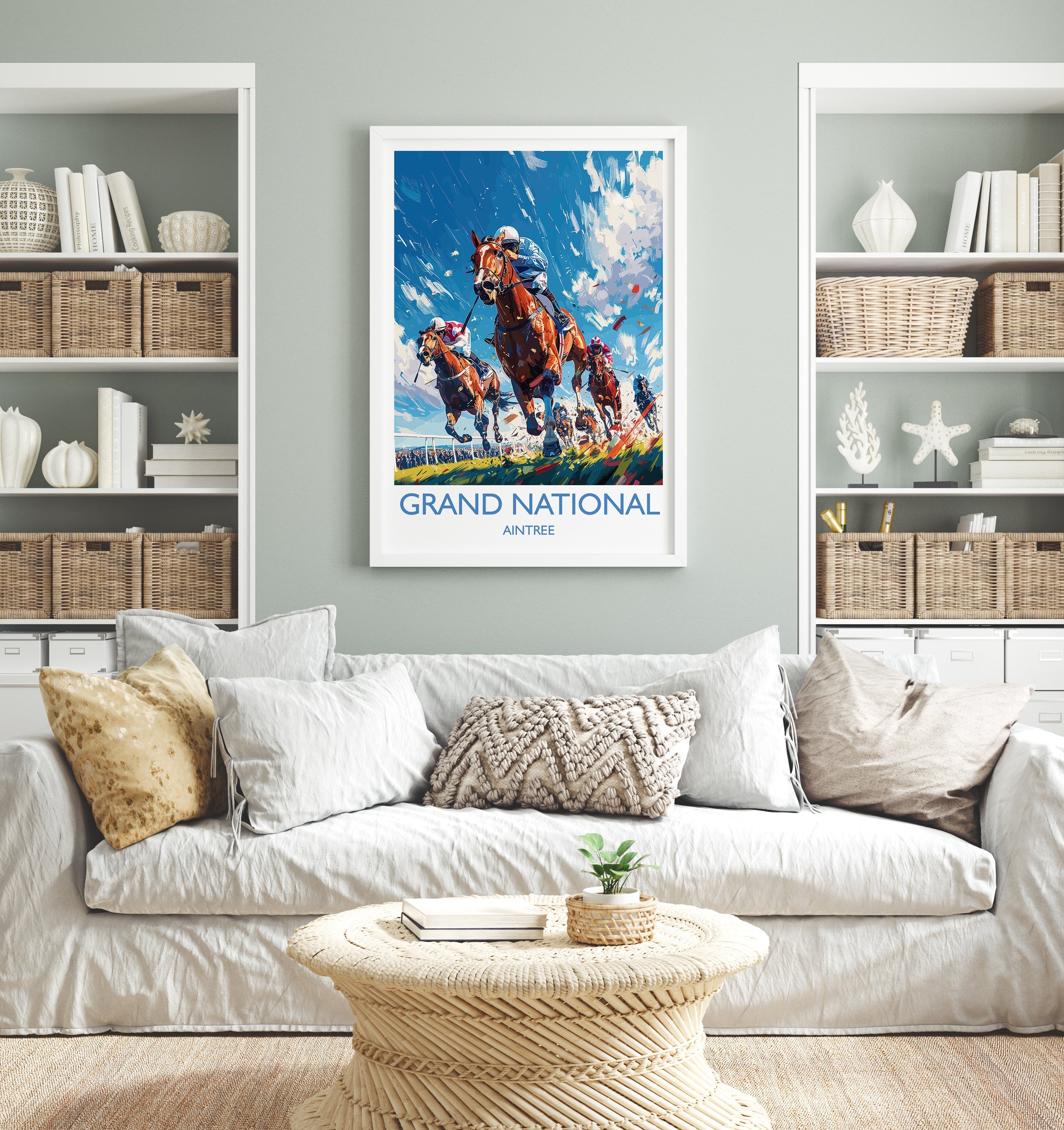 Grand National Travel Poster Wall Art, Travel Print of Aintree, Merseyside, England, Grand National Horse Race Art Gift, England Art Gift NQ Media Designs