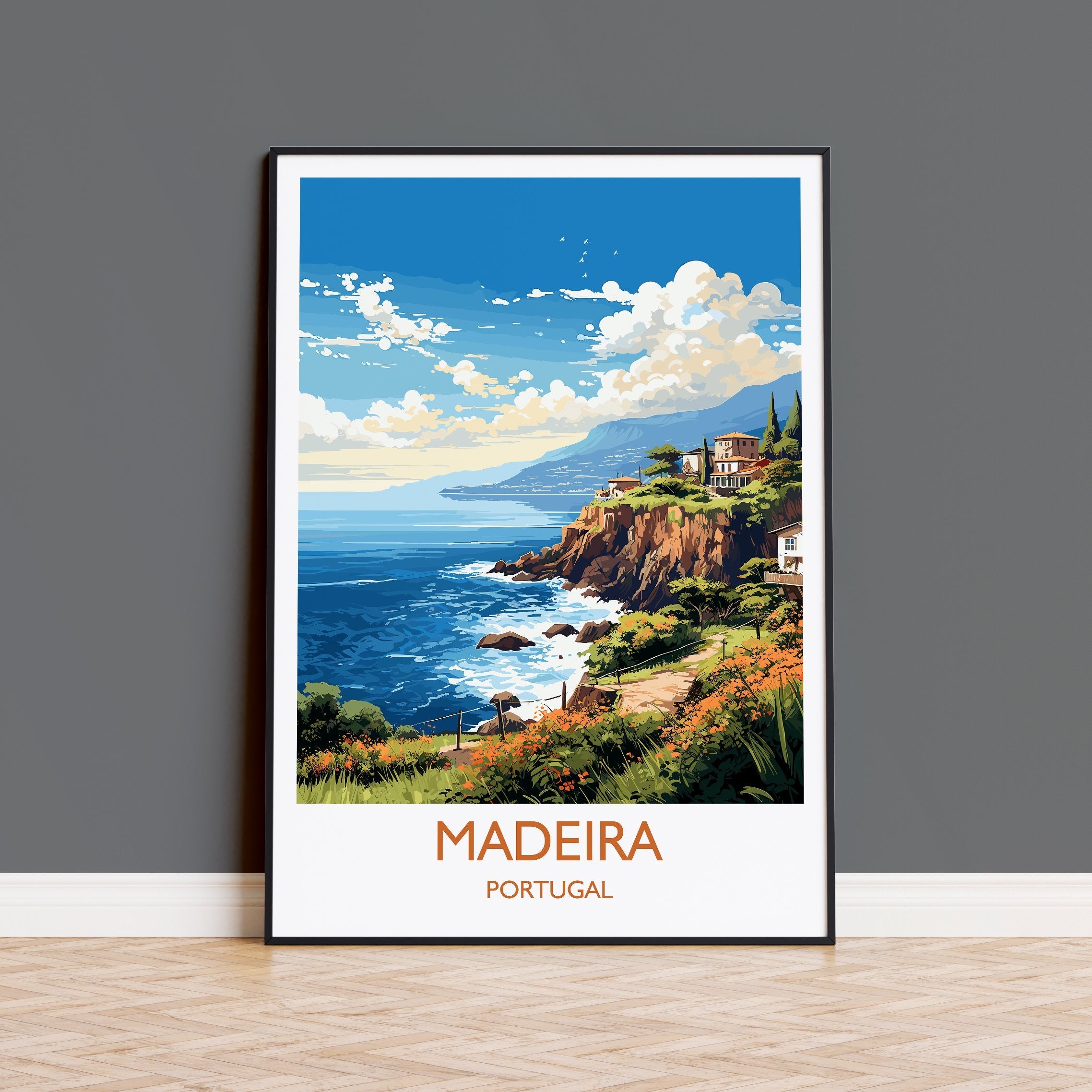 Madeira Travel Print Wall Art, Travel Poster of Madeira , Madeira Art Print, Portugal Wall Print, Madeira Art Lovers Gift NQ Media Designs