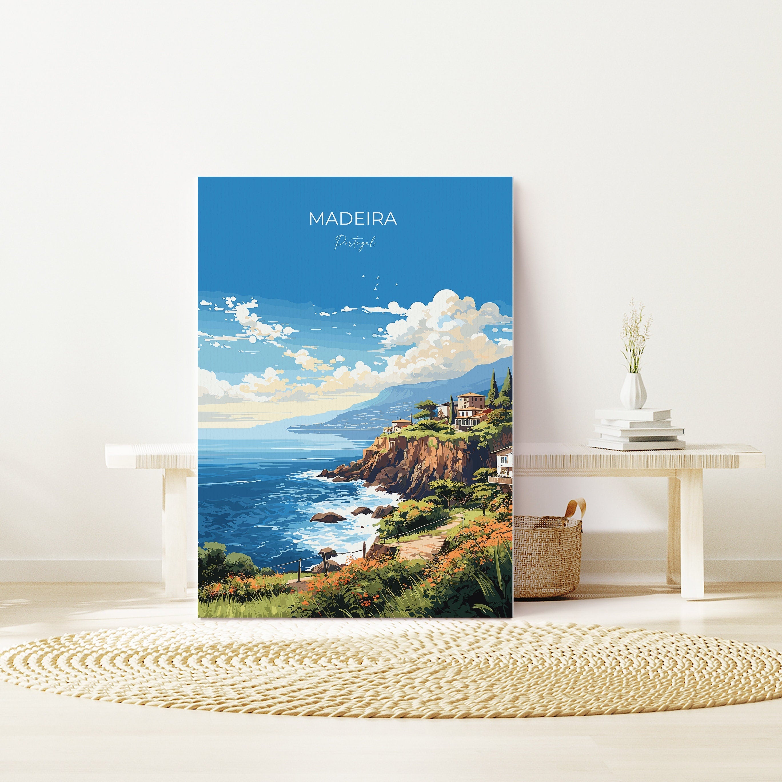 Madeira Travel Poster Wall Art, Travel Print of Madeira , Madeira Art Print, Portugal Wall Print, Madeira Art Lovers Gift NQ Media Designs