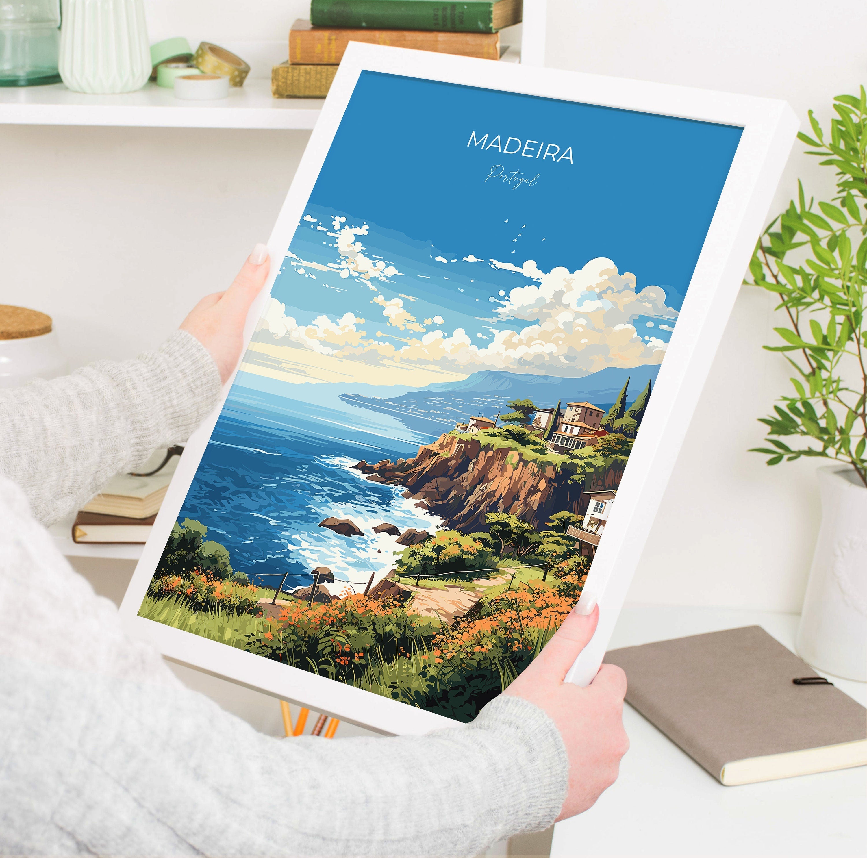 Madeira Travel Poster Wall Art, Travel Print of Madeira , Madeira Art Print, Portugal Wall Print, Madeira Art Lovers Gift NQ Media Designs