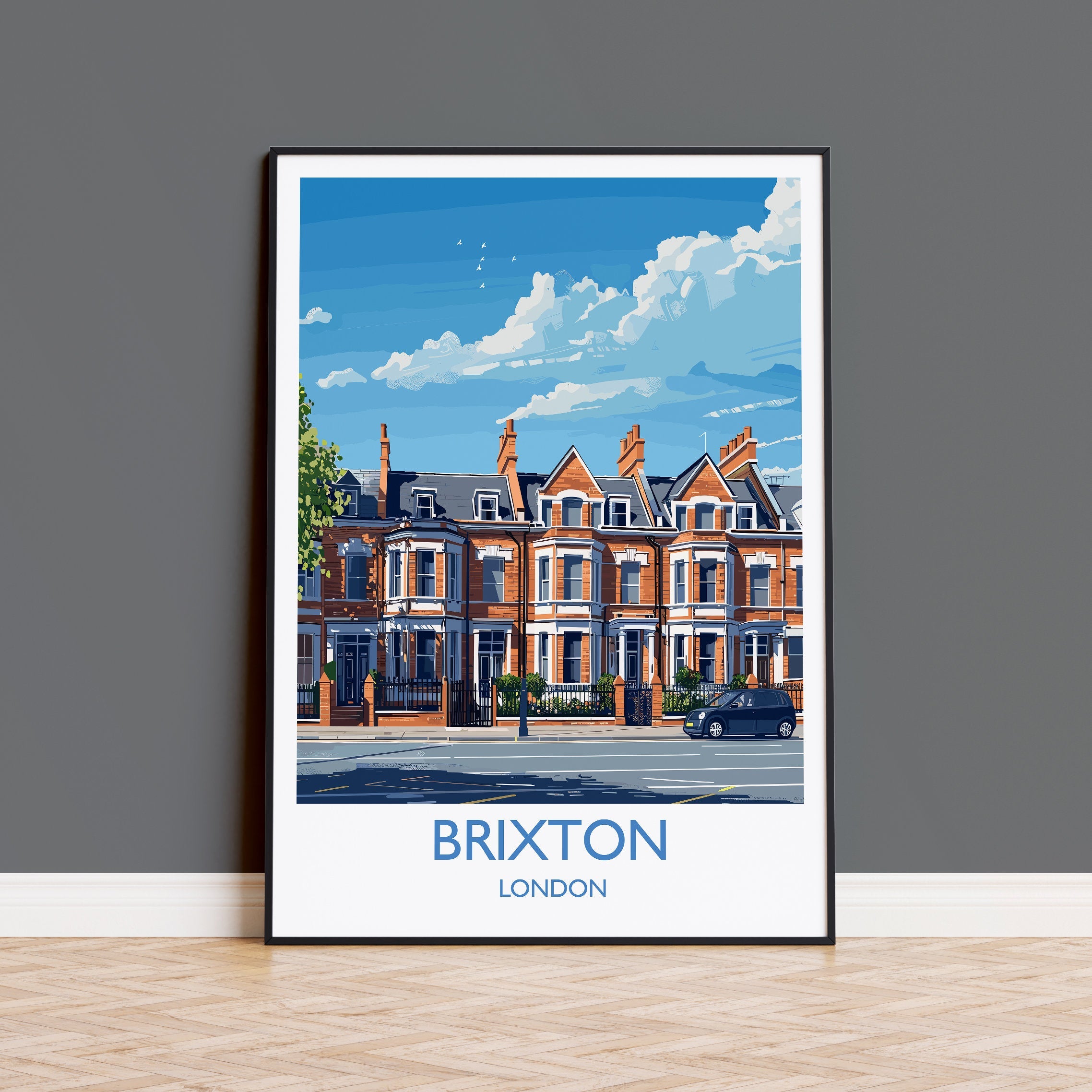 Brixton Travel Poster, Travel Print of Brixton, London Poster, Brixton Art Gift, London Art Lovers UK Travel Gift NQ Media Designs