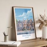Brixton Travel Poster, Travel Print of Brixton, London Poster, Brixton Art Gift, London Art Lovers UK Travel Gift NQ Media Designs