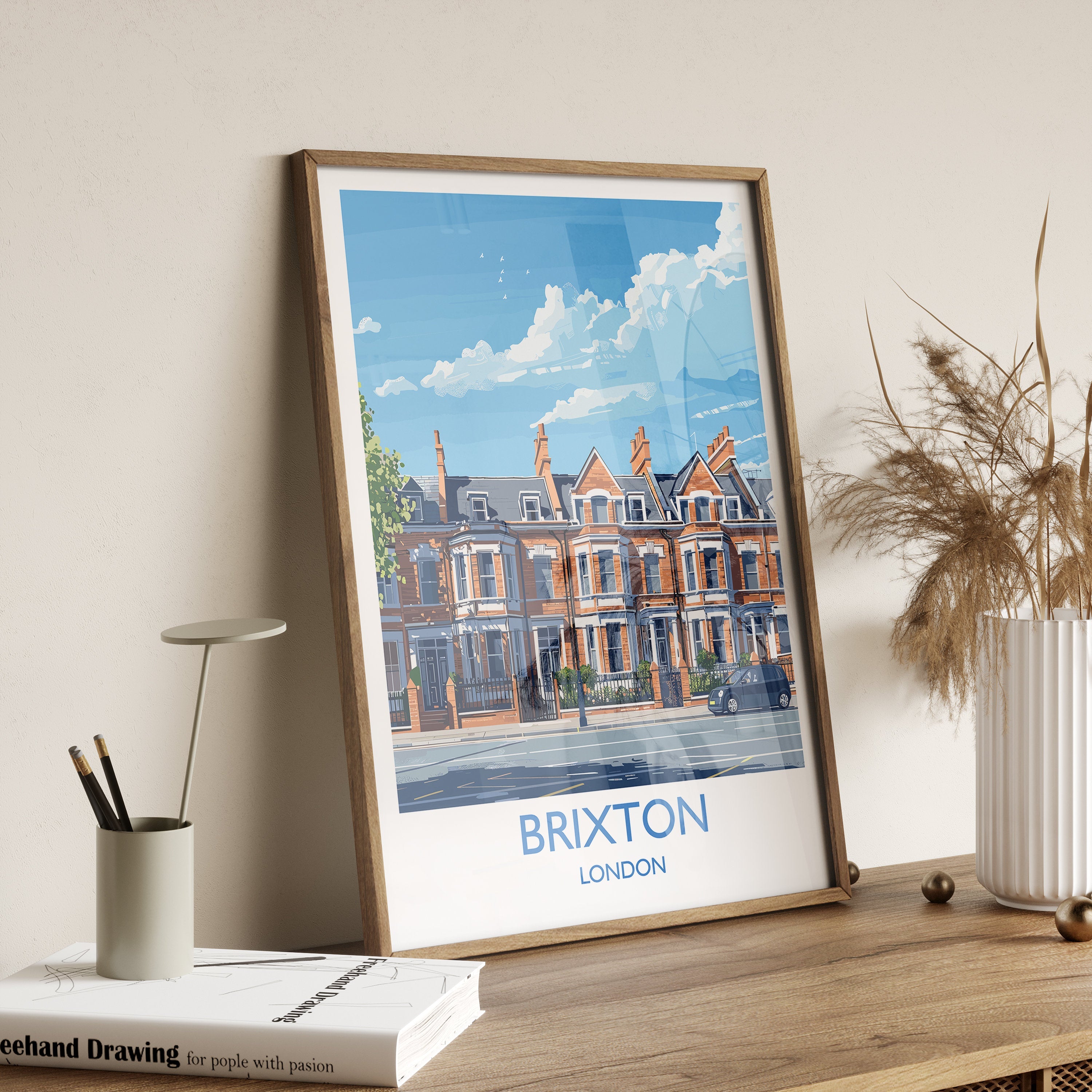 Brixton Travel Poster, Travel Print of Brixton, London Poster, Brixton Art Gift, London Art Lovers UK Travel Gift NQ Media Designs