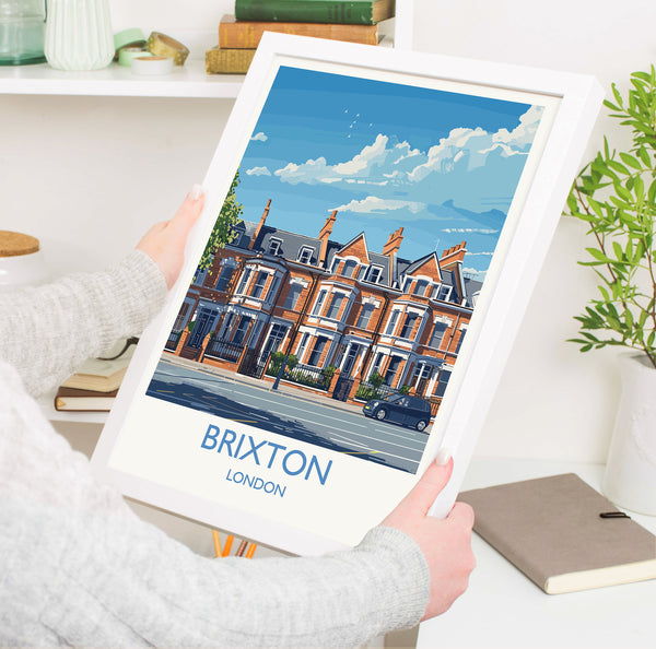 Brixton Travel Poster, Travel Print of Brixton, London Poster, Brixton Art Gift, London Art Lovers UK Travel Gift