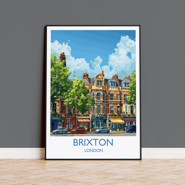Brixton Travel Print, Travel Poster of Brixton, London Poster, Brixton Art Gift, London Art Lovers UK Travel Gift