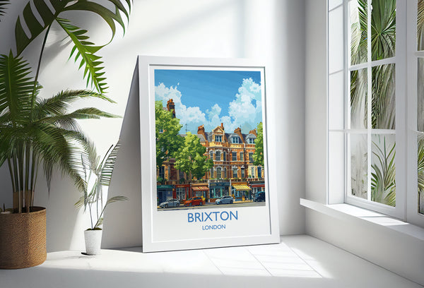 Brixton Travel Print, Travel Poster of Brixton, London Poster, Brixton Art Gift, London Art Lovers UK Travel Gift